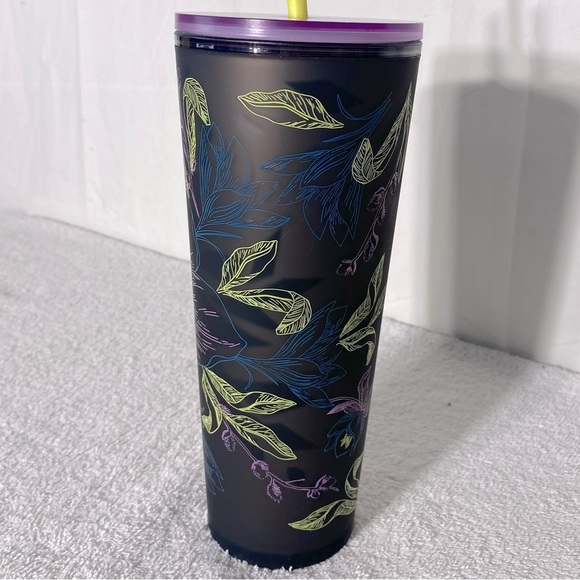 Starbucks 2024 Winter Purple Blossom Floral Soft Touch Tumbler with Straw - Picture 6 of 13